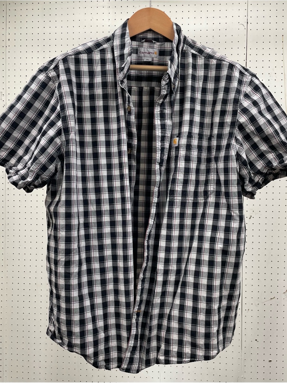 Carhartt Men's 2XL Essential Plaid Open Collar Short Sleeve Shirt Relaxed Fit